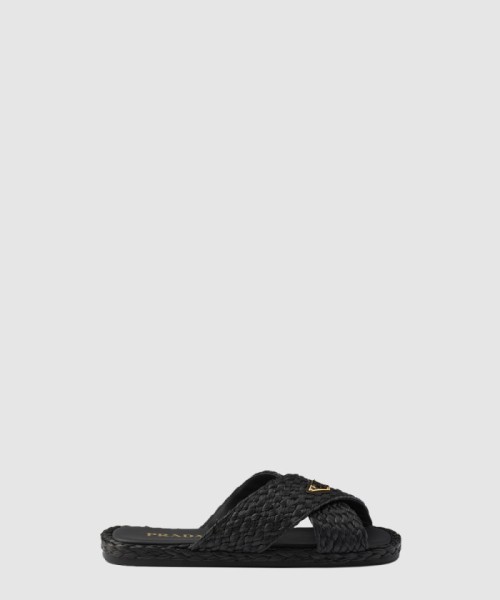 [PRADA-프라다]라피아 크로스 슬라이드 1XX750