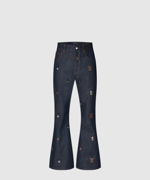 [LOUIS VUITTON-루이비통]자수 부츠컷 데님 팬츠 1AFI98