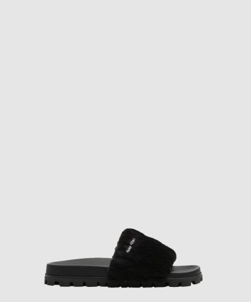 [MIUMIU-미우미우]마테라쎄 시어링 슬리퍼 F0002