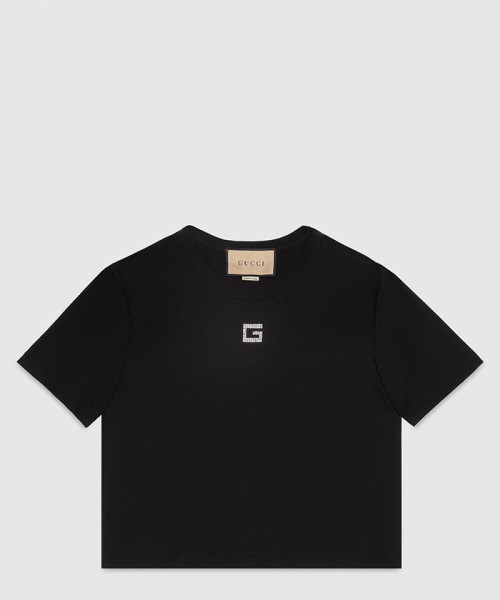 [GUCCI-구찌]크리스탈 장식 코튼 저지 티셔츠 764971