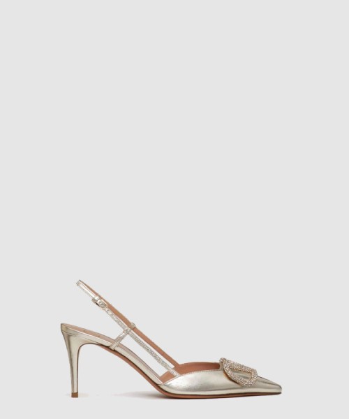 [VALENTINO-발렌티노]라미네이티드 나파 가죽 브이로고 글로우 슬링백 펌프스