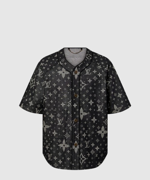 [LOUIS VUITTON-루이비통]모노그램 데님 베이스볼 셔츠 1AF352