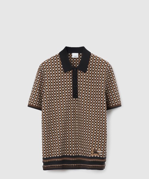 [BURBERRY-버버리]체크 코튼 블렌드 폴로 셔츠 80703021