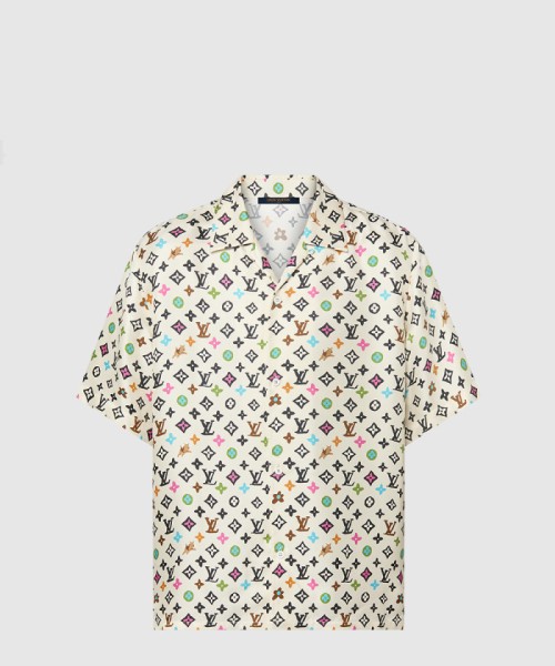 [LOUIS VUITTON-루이비통]모노그램 프린티드 쇼트 슬리브드 실크 셔츠 1AFQ26