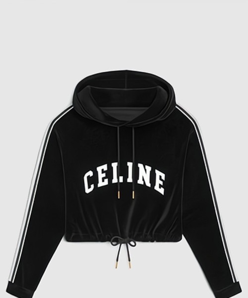 [CELINE-셀린느]크롭 후디 벨벳 저지 2Y12C7