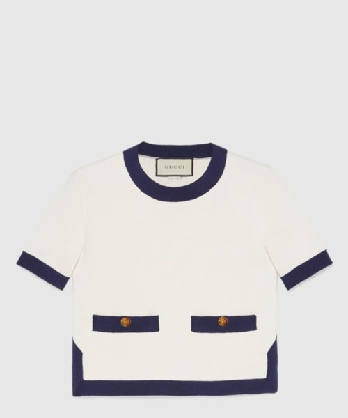 [GUCCI-구찌]코튼 실크 블렌드 탑 742962