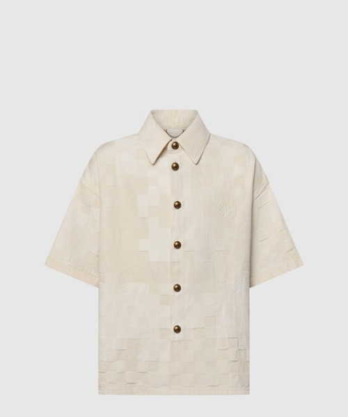 [LOUIS VUITTON-루이비통]다미에 쇼트 슬리브드 데님 셔츠 1AFQZO