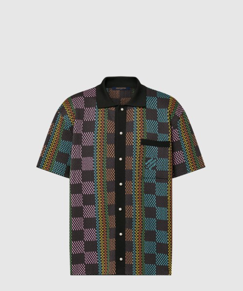 [LOUIS VUITTON-루이비통]다미에 쇼트 슬리브드 코튼 니트 셔츠 1AFQR7