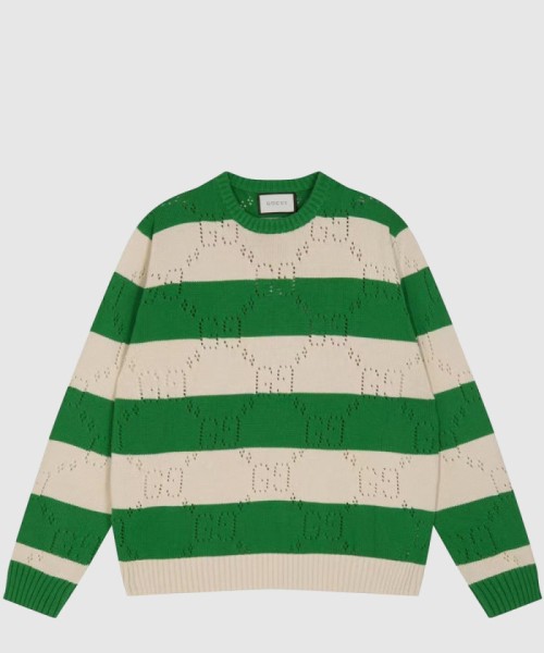 [GUCCI-구찌]스트라이프 투톤 크루넥 코튼 니트 729536