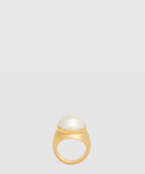 [CELINE-셀린느]수지 진주와 골드 장식 신주 반지 461CI6