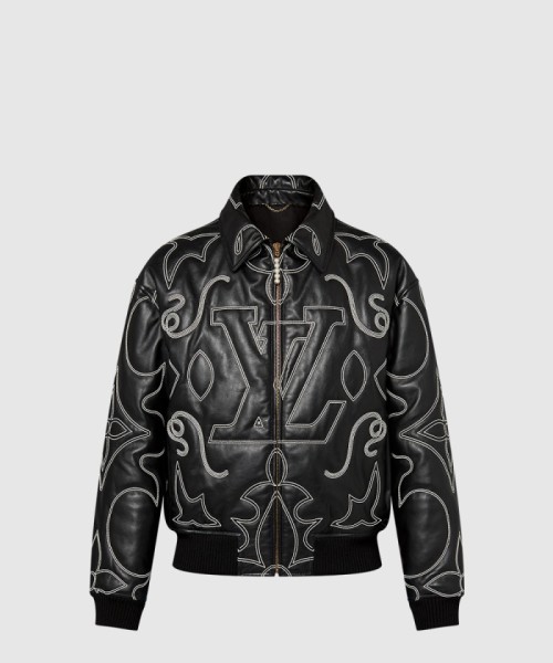 [LOUIS VUITTON-루이비통]자수 가죽 봄버 재킷 1AFXHJ