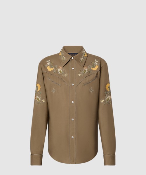 [LOUIS VUITTON-루이비통]엠브로이더드 롱 슬리브드 울 셔츠 1AFXT4