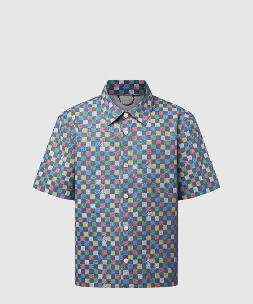 [LOUIS VUITTON-루이비통]다미에 샴브레이 쇼트 슬리브드 셔츠 1AHCII