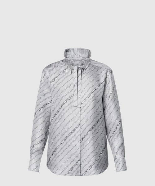 [LOUIS VUITTON-루이비통]플리츠 칼라 체인 프린트 셔츠 1AGOAX