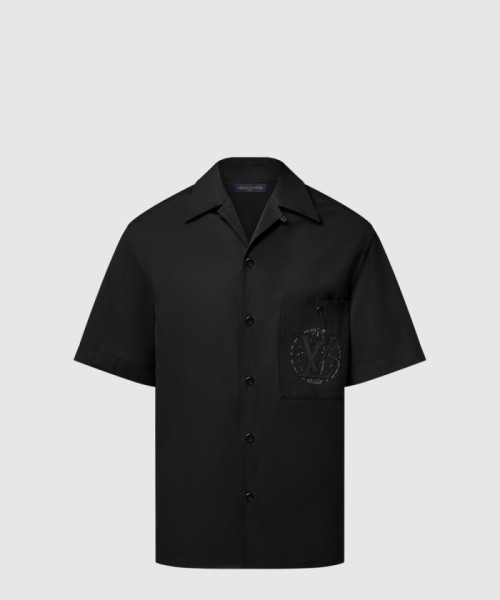 [LOUIS VUITTON-루이비통]엠브로이더드 쇼트 슬리브드 코튼 셔츠 1AHCHE