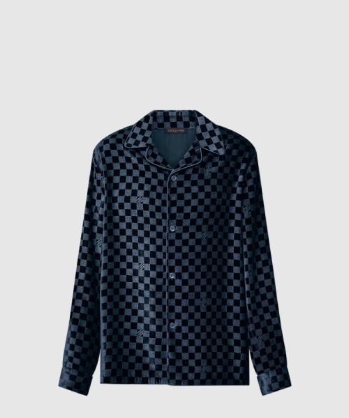 [LOUIS VUITTON-루이비통]Mulberry 실크 블렌드 벨벳 이브닝 긴소매 재킷 셔츠 1AFWFA