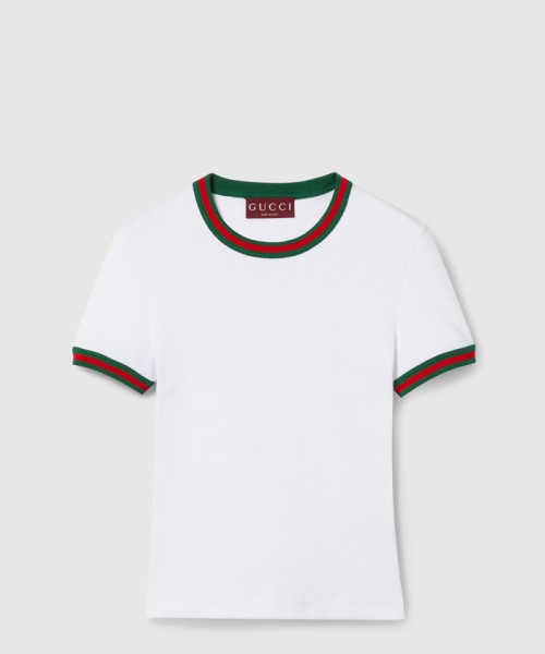[GUCCI-구찌]웹(Web) 코튼 리브 티셔츠 828882