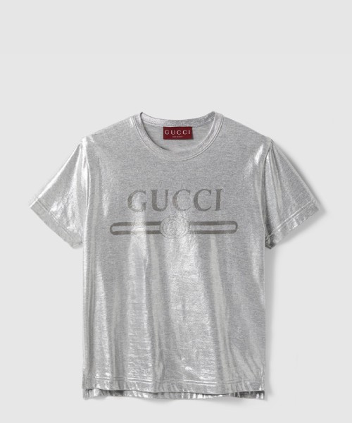 [GUCCI-구찌]프린트 라미네이트 코튼 티셔츠 805285