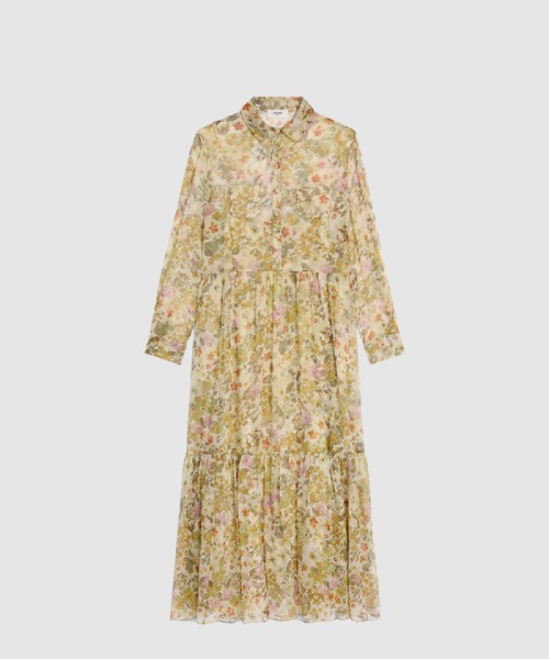 [CELINE-셀린느]롱 셔츠 드레스 실크 크레퐁 RR08P0