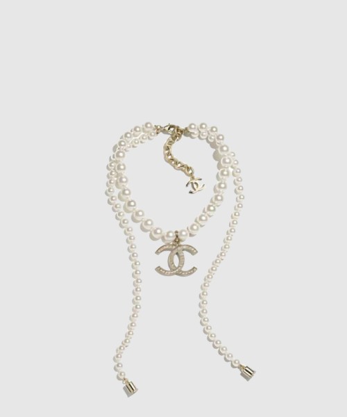[CHANEL-샤넬]로고 진주 목걸이 AB6430