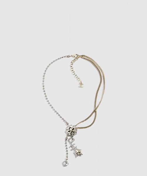 [CHANEL-샤넬]크리스털 플라워 하트 목걸이 ABA880