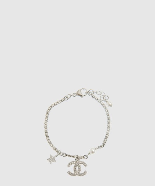 [CHANEL-샤넬]CC 스타 실버 크리스탈 팔찌 AB3556
