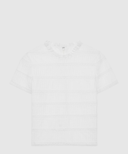 [CELINE-셀린느]자수 트리밍 탑 바티스트 코튼 RB00C6