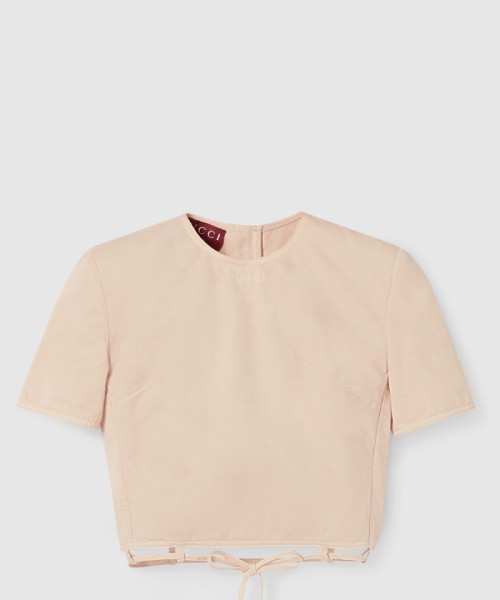 [GUCCI-구찌]넥타이 코튼과 리넨 혼방 밑단 탑 832787