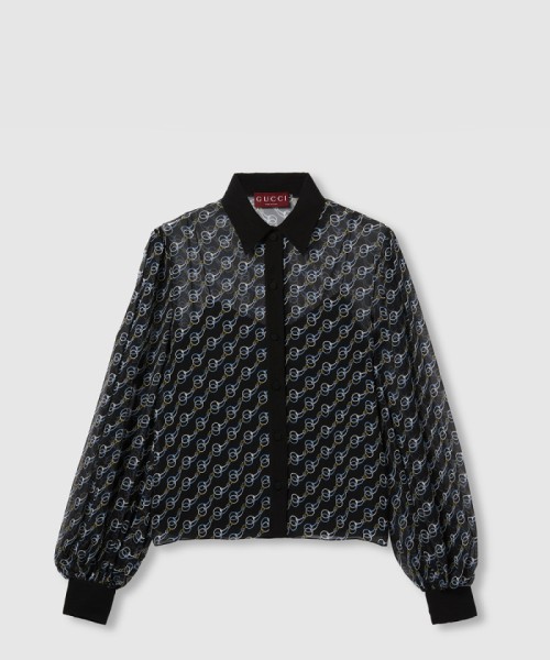 [GUCCI-구찌]프린트 멀버리 실크 크레이프 셔츠 818460