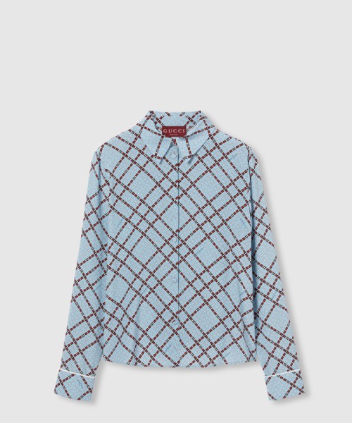 [GUCCI-구찌]프린트 실크 크레이프 드 신 셔츠 808830
