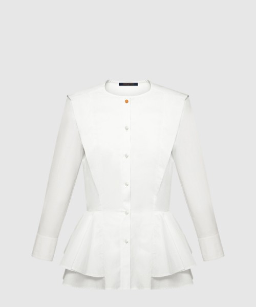 [LOUIS VUITTON-루이비통]포플린 페플럼 블라우스 1AHHMN