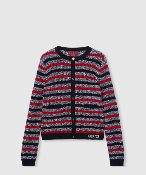 [GUCCI-구찌]인타르시아 스트라이프 코튼 가디건 835983