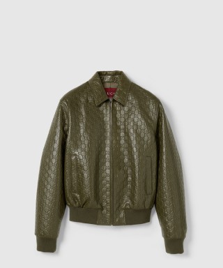 [GUCCI-구찌]GG 엠보싱 가죽 보머 재킷 ‎819326