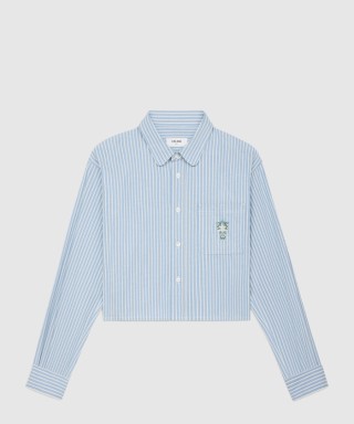 [CELINE-셀린느]크롭 셔츠 히커리 스트라이프 코튼 RC04R0