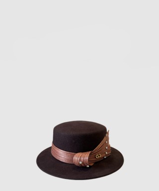 [VALENTINO-발렌티노]평면 고리 펠트 모자