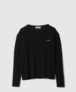 [MIUMIU-미우미우]롱 슬리브 립 조직 저지 티셔츠 MJL939
