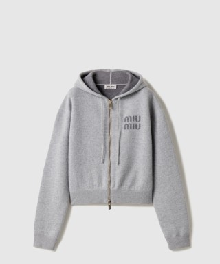 [MIUMIU-미우미우]더블 캐시미어 지퍼 후디 가디건 MMF901