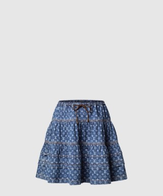 [LOUIS VUITTON-루이비통]모노그램 데님 티어드 스커트 1AI201