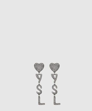 [SAINT LAURENT-생로랑]메탈 및 크리스탈 소재의 Opyum 하트 이어링 584228
