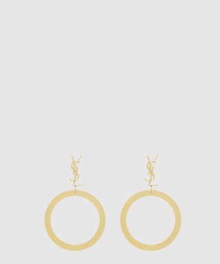 [SAINT LAURENT-생로랑]메탈 소재의 CASSANDRE 펜던트 후프 이어링 784142