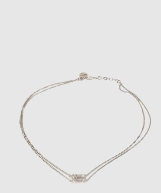 [MIUMIU-미우미우]크리스털 로고 메탈 목걸이 5IC126