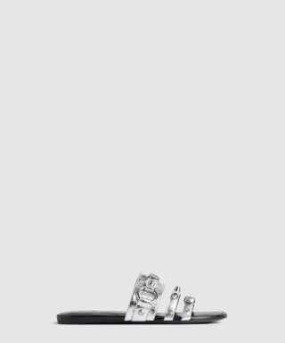 [BALENCIAGA-발렌시아가]시티 플랫 뮬 실버 834692