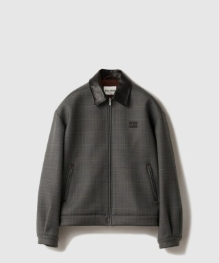 [MIUMIU-미우미우]프린스 오브 웨일즈 체크 및 본디드 저지 블루종 재킷 ML1325